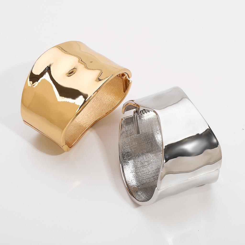 DIEZI Hip Hop Simple Irregular Geometric Cuff Bangles Fashion Gold Silver Color Spring Bracelet Bangles For Women Men Jewelry