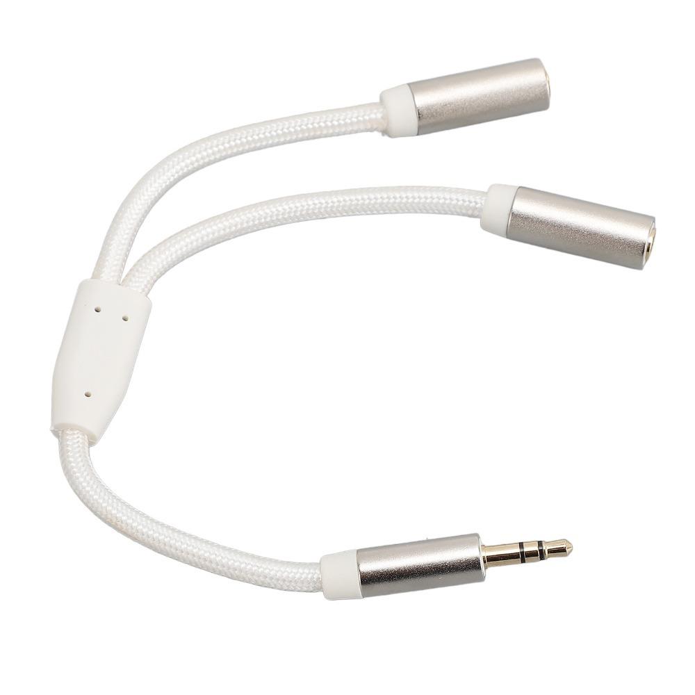 20cm/7.87in Headphone Splitter 3.5mm 1 Male to 2 Female Dual Output Aux Cord for PC