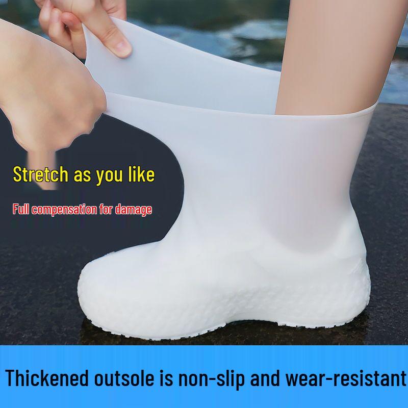 

Нескользящие водонепроницаемые бахилы от дождя: Прочный латекс, утолщенный, износостойкий, для мужчин и женщин One size fits all