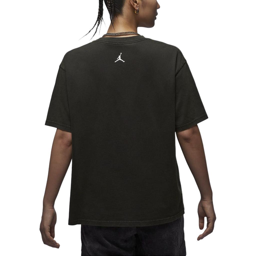 Jordan Loose Fit Short Sleeve T-Shirt With Logo Print Women Tops Gray Black FV7123-045