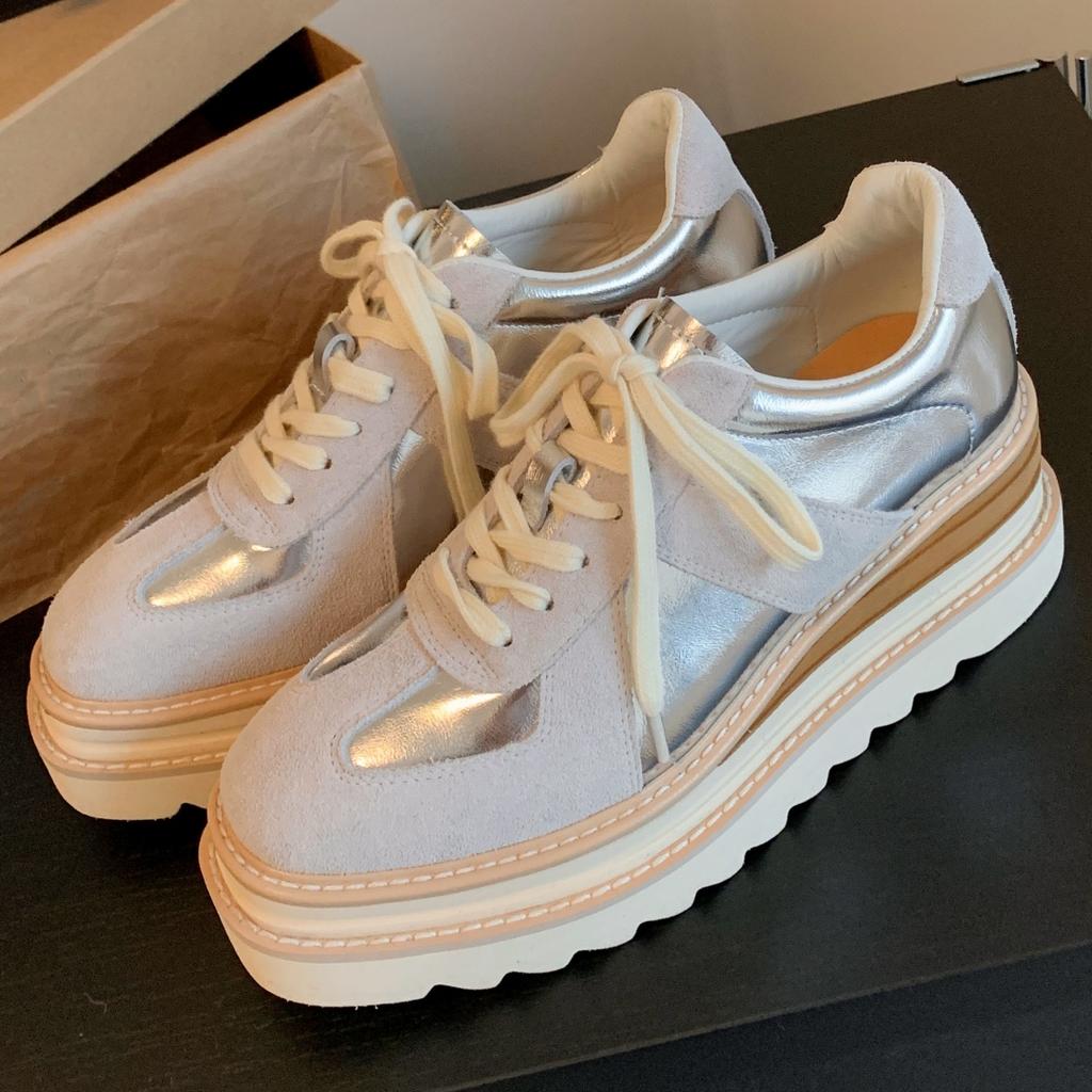 Women's genuine leather patchwork thick sole platform hemp lace-up oxfords high quality soft comfortable walk casual shoes 2025