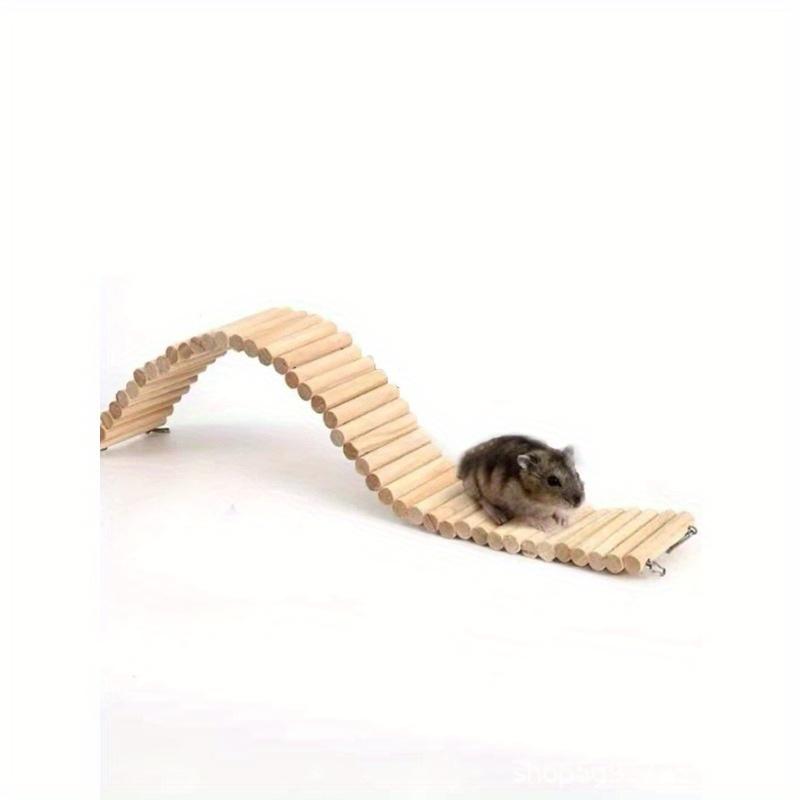 1pc Wooden Hamster Ladder Bridge - Flexible Pet Climbing Suspension for Small Animals, Durable Natural Wood Design, Ideal for Cage Enrichment