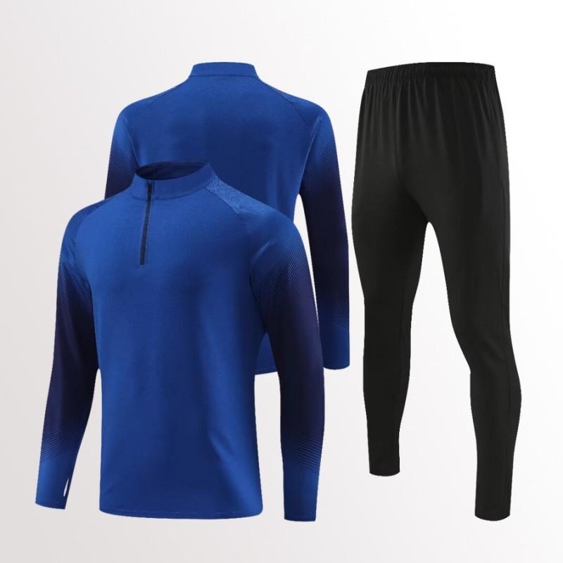 Mens Womens Soccer Training Kit Set Long Sleeve Half-Zip Hoodie Sports Jersey Uniform Breathable Quick-Dry