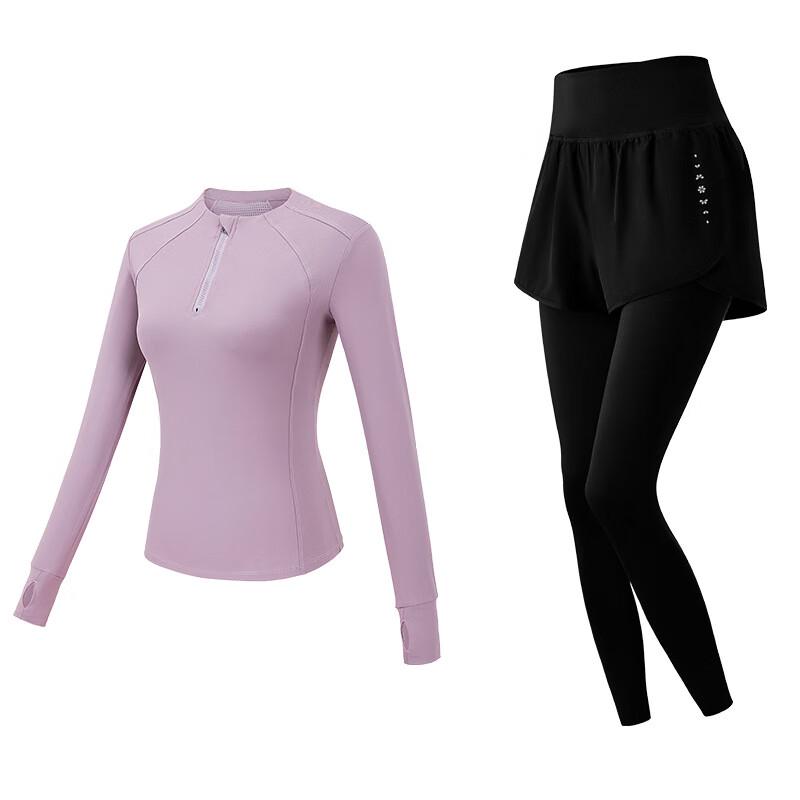 WEZHO Women's Quick-Dry Long Sleeve Yoga & Running Sportswear Set
