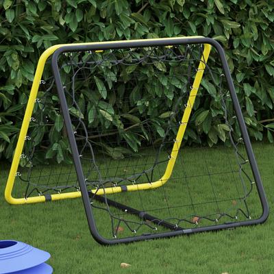 Vidaxl Rebounder Piłkarski, Dwustronny, Regulowany, Żółto-Czarny, Stal