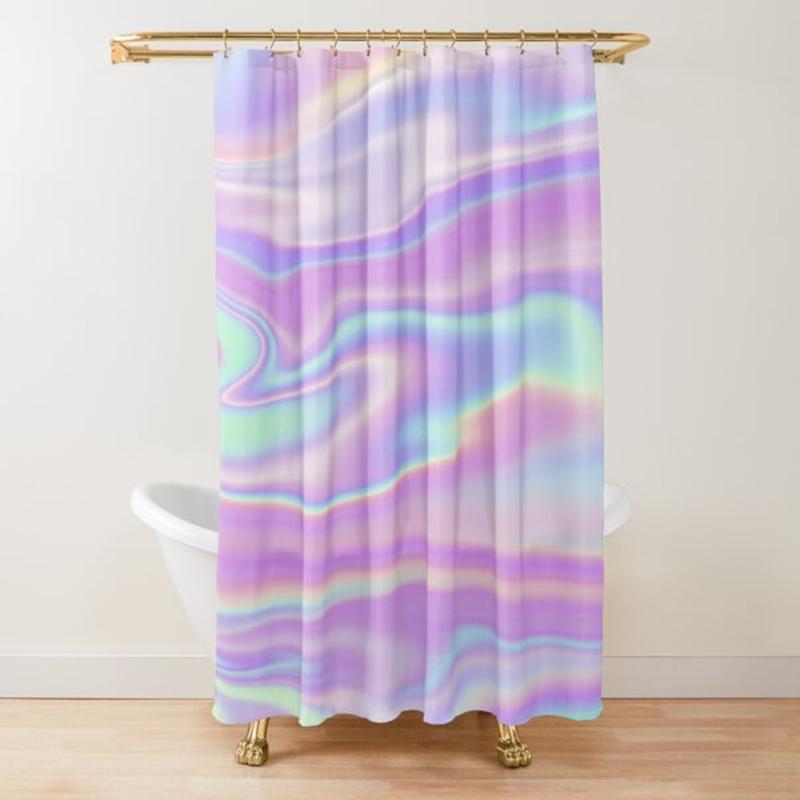 Iridescent Rainbow Dreams Shower Curtain Rainbow Ombre Abstract Bathroom Curtain Watercolor Girly Boho Shower Curtains,Polyester
