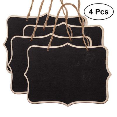 4PCS Mini Decorative Hanging Blackboard Double Sided Chalkboard Party Table Number Place Tag Messag