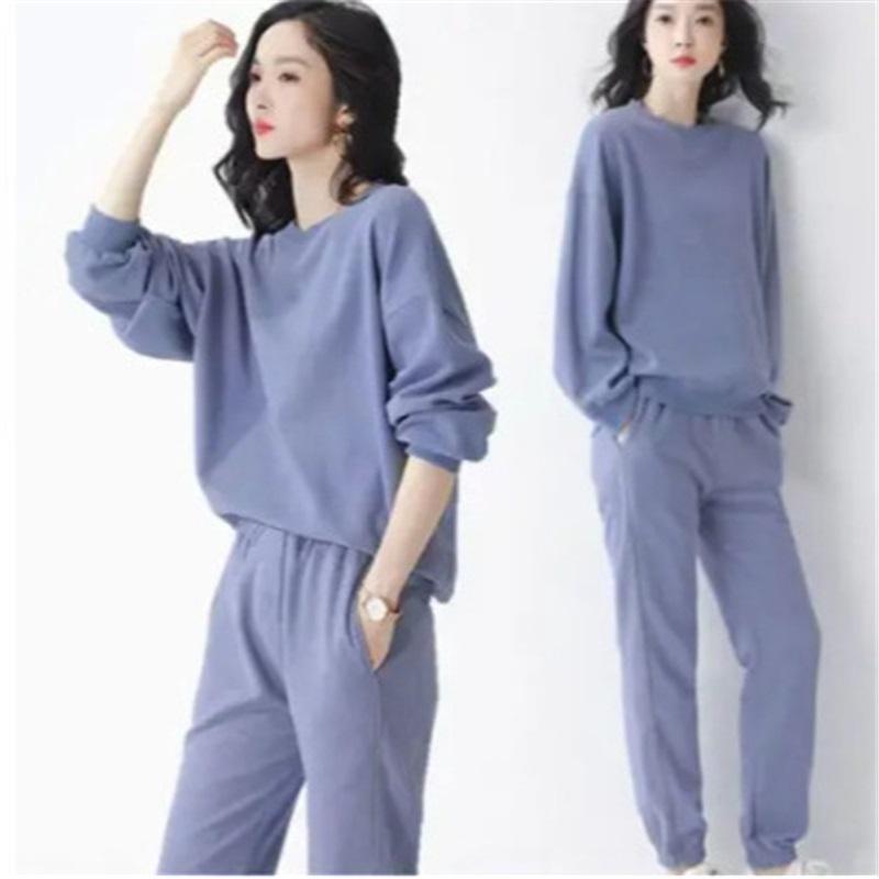 Women's Navy Blue Sweatshirt Set 2 Piece Outfit Loose Casual Pullover  Jogger Pants Tracksuit