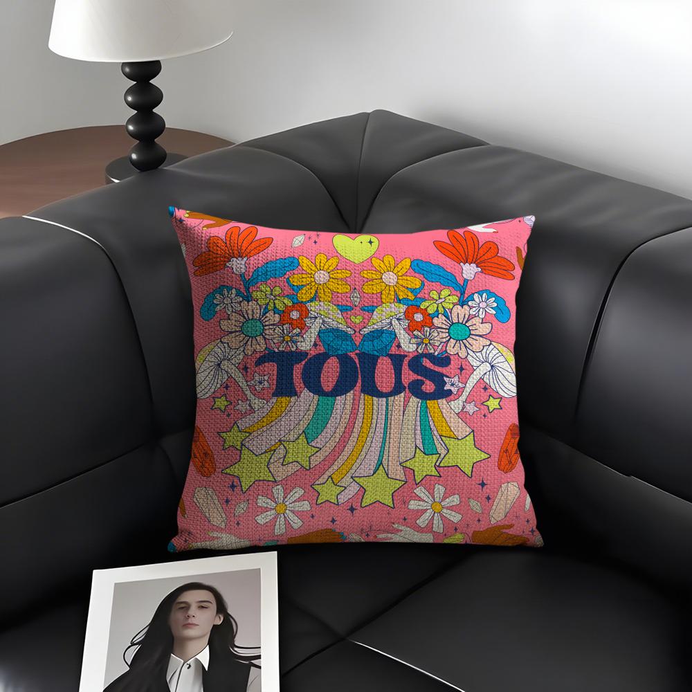 

TTous Brand Cushion Cover Natural Linen Organic Fabric DoubleSided Printing Sofa Home Decor Gift Pillow Case 30x30cm