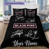 Custom Name Blackpink Fan Art Bedding,Quilt Set Quilt Cover Pillowcase Home Birthday Gift (1 * duvet cover + 2 * pillowcase, without core)
