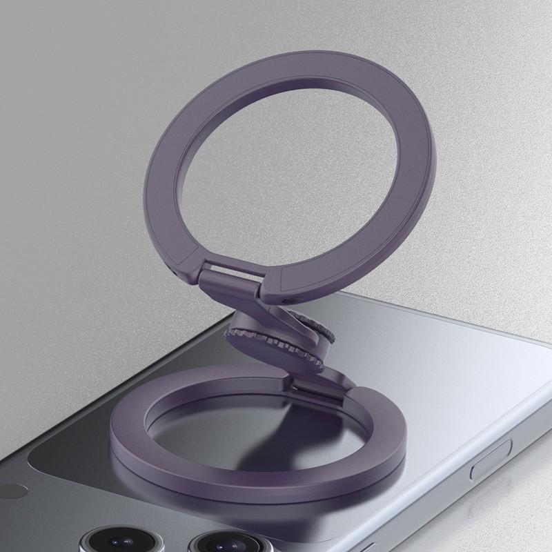 Dual-Side Magnetic Phone Holder Stand Foldable Desktop Car Mount With Finger Gyro Ring Zinc Alloy Strong Magnet