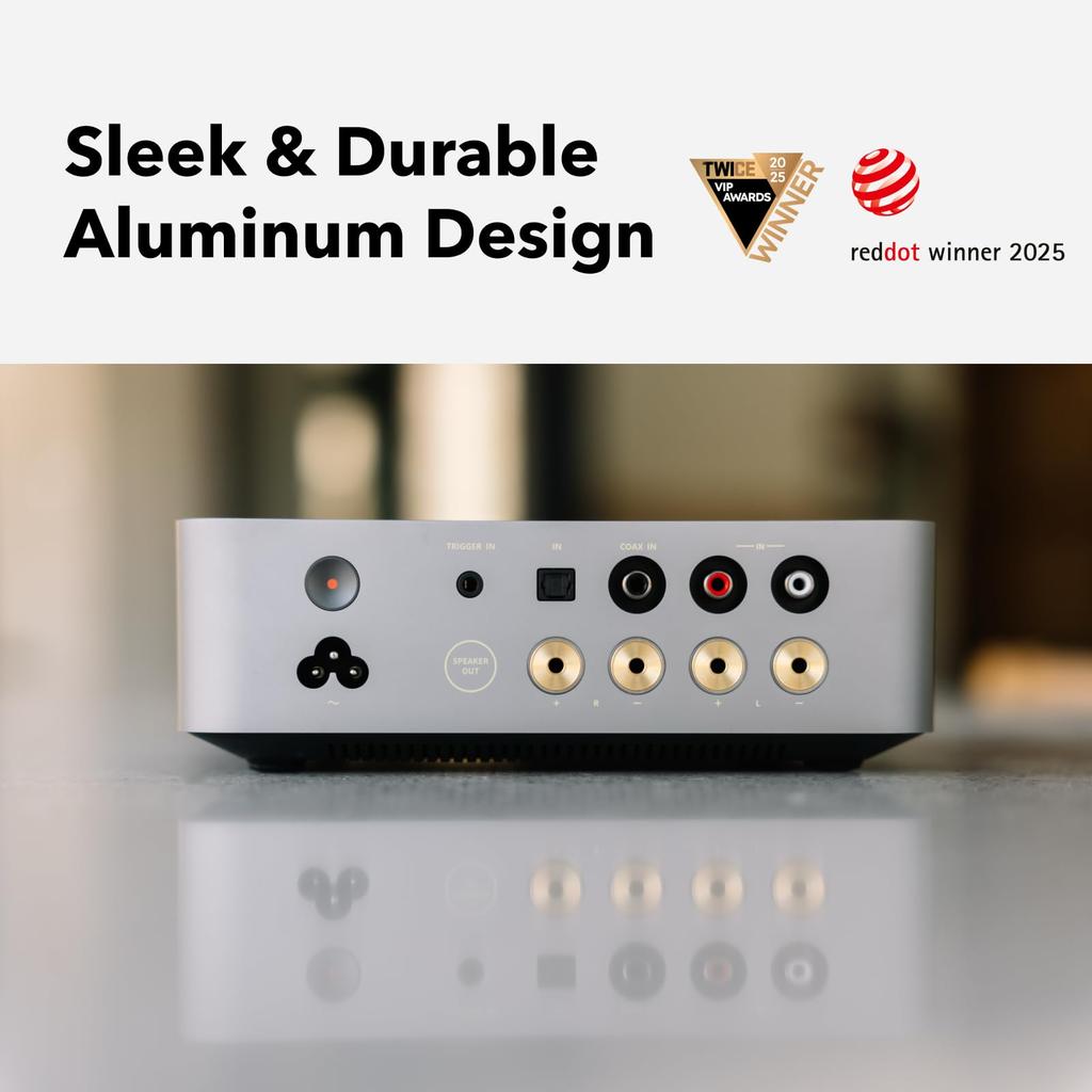 WiiM Vibelink Amp 100W Power Amplifier ESS 9039Q2M DAC TI TPA3255 Compatible with WiiM Digital Inputs Silver [Direct Import] & Mini/Pro/Pro