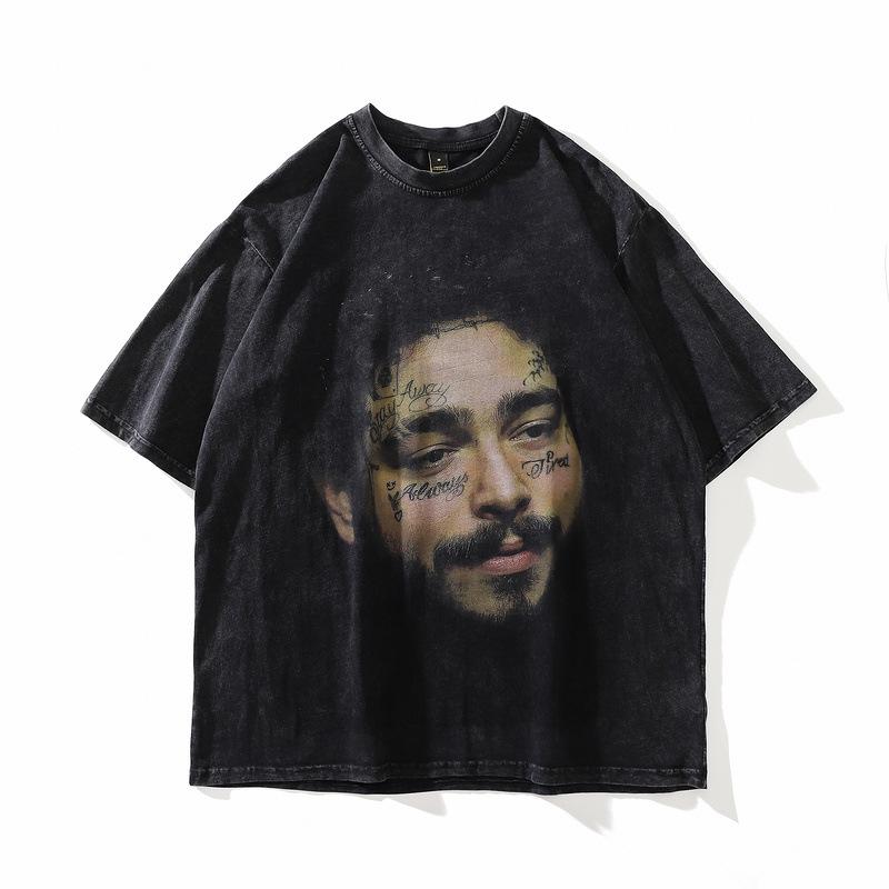 Summer New Washed Old Bones Bone Printing Loose High Street Tide Brand Short-Sleeved T-Shirt For Men And Women