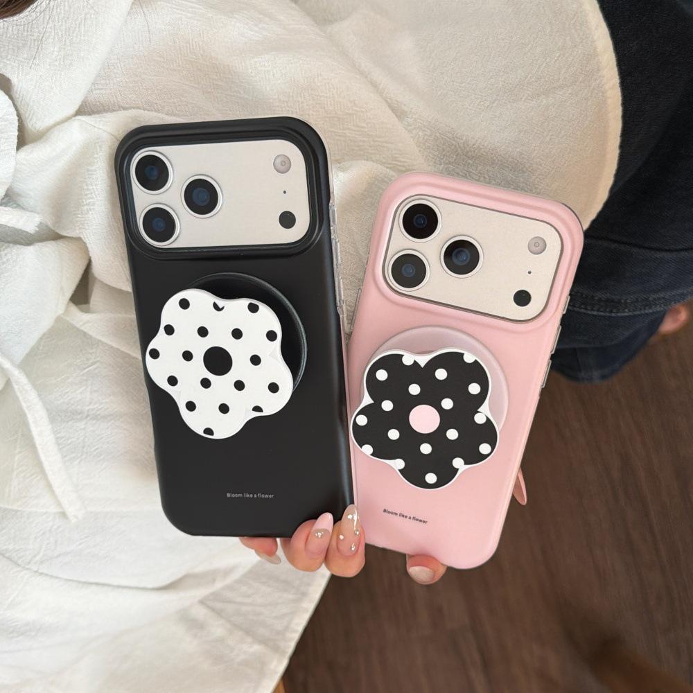 Simple Solid Color & Polka Dot Floral Magnetic Case for iPhone 17 Pro Max, 16, 15, 14 (Female)