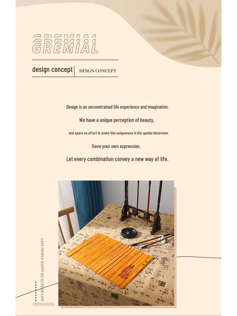 Retro Calligraphy Cotton Linen Tablecloth for Coffee Tables and Desks