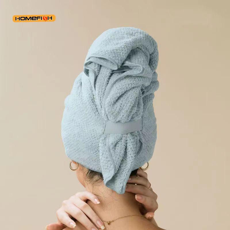 Ultra fine fiber long hair towel specially designed for women with elastic bands and high water absorption dry hair towel