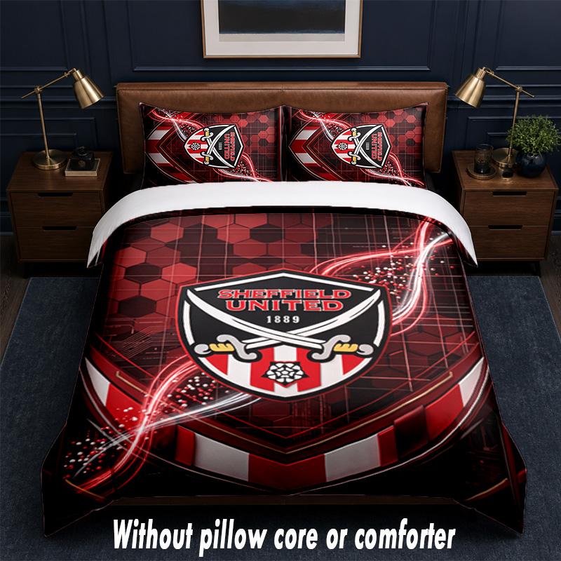 Sheffield United Calcio Design Set Biancheria da Letto 1 Copripiumino + 2 Federe Morbido Traspirante Biancheria da Letto per la Casa