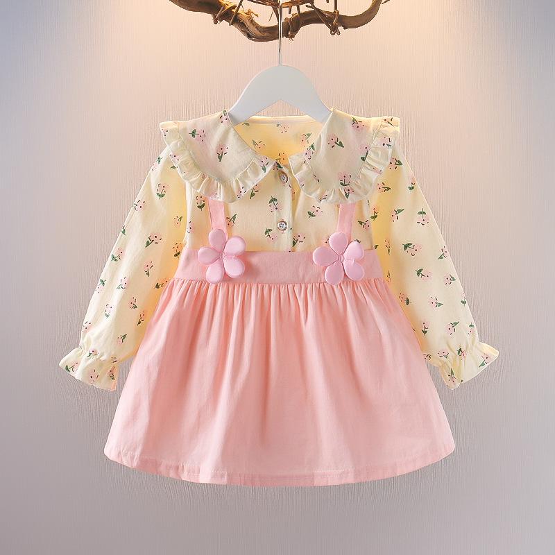 Girls Autumn Cottagecore Long Sleeve Dress Stylish Princess Party Dress For Kids Children Casual Elegant Floral A Line Gown