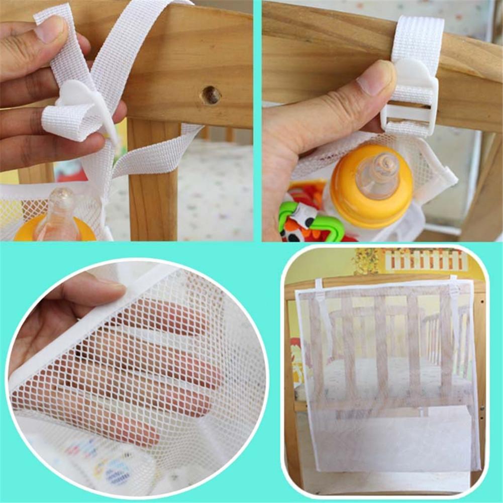 Breathable Large Capacity Mesh Crib Nappy Organizer Bedding Kids Storage Bag for Diaper