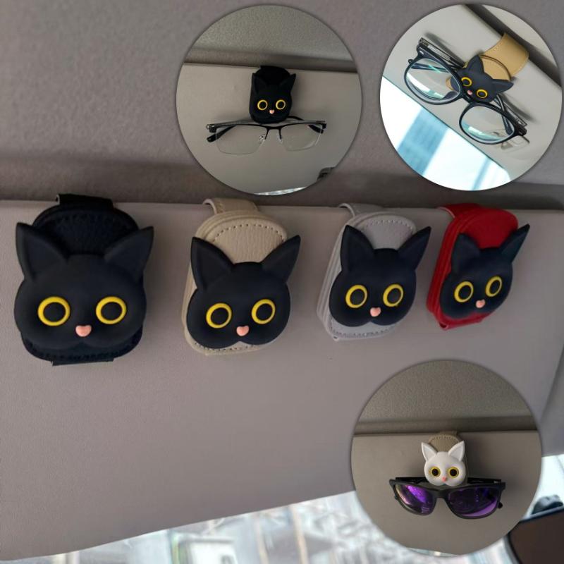 Cute Cat Style Magnetic Glasses Case For Car Sun Visor Holder- Multi-Function Auto Accessorie,Cars Accessories Girl