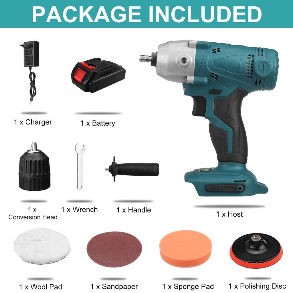 

Бесщеточный электрический полировальный станок 1200 Вт, электрическая дрель, беспроводной автомобильный полировщик, перезаряжаемый шлифовальный инструмент для батареи Makita 18 В 1*Battery