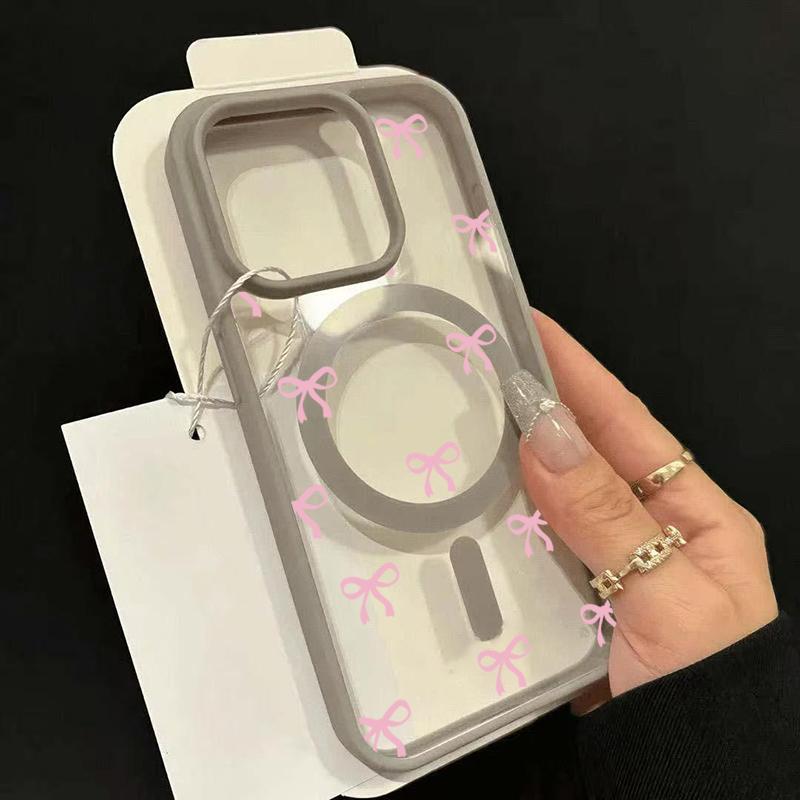 Handyhülle Für iPhone 17 16 15 14 Pro Max 13 12 11 Mini 16E 17 Air XS Max X XR Mit Einem Süßen Rosa Schleifenmuster Für Klare Hülle