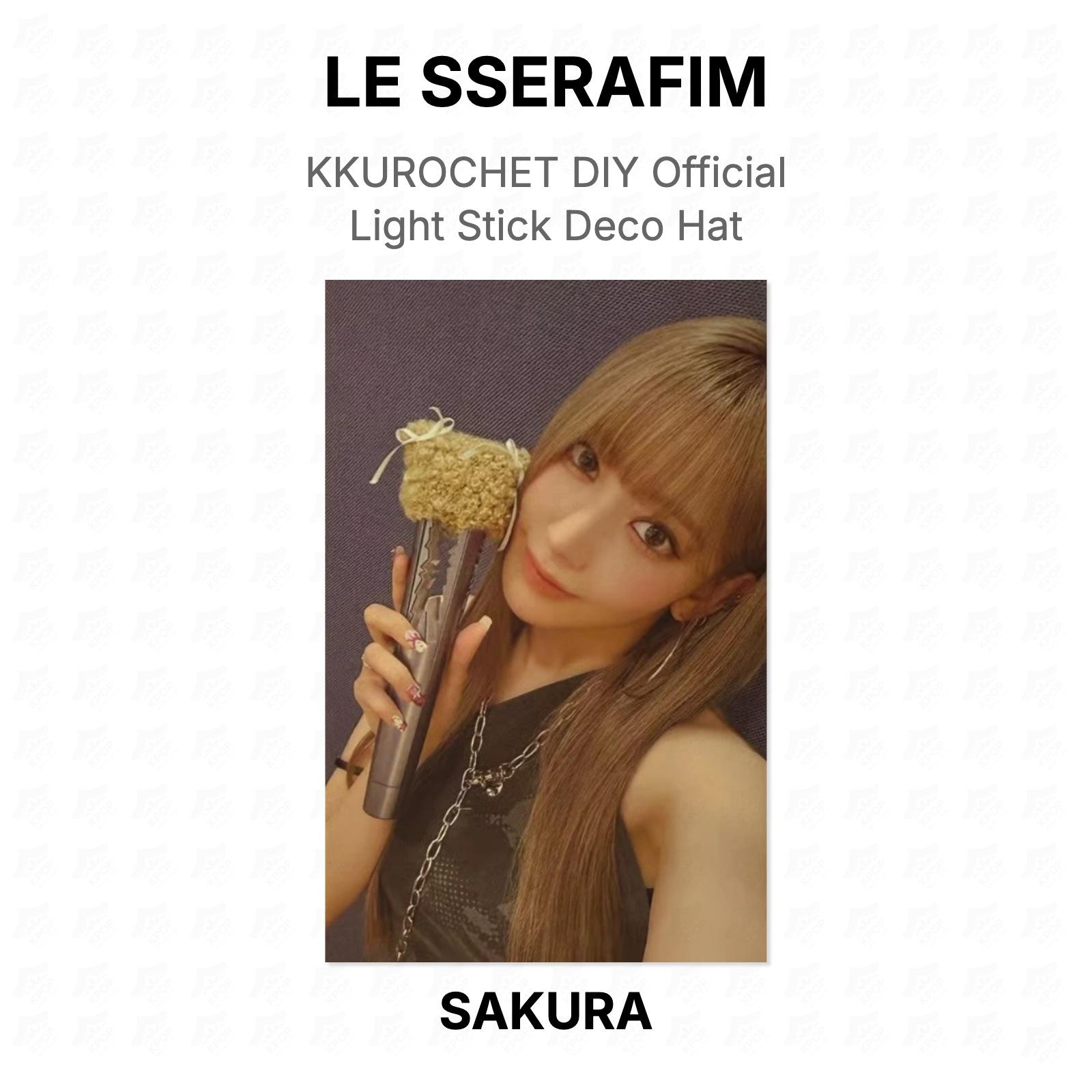 LE SSERAFIM SAKURA KKUROCHET DIY Official Light Stick Deco Hat Official Photocard SAKURA