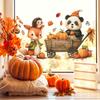 Cartoon Home Decoration Wall Stickers Featuring Little Cats, Foxes and Hedgehogs Transporting Pumpkins