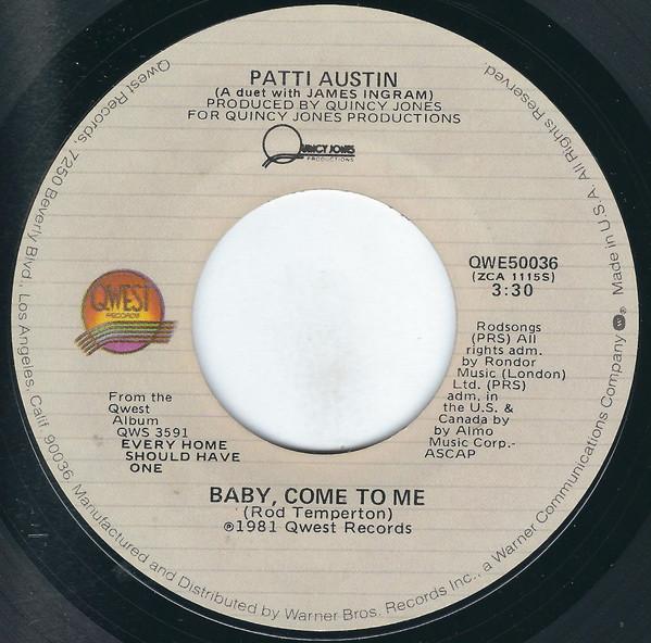 

7inch Record PATTI AUSTIN Baby Come To Me Solero QWE50036 Qwest Records 1981 US SoulFunk Used