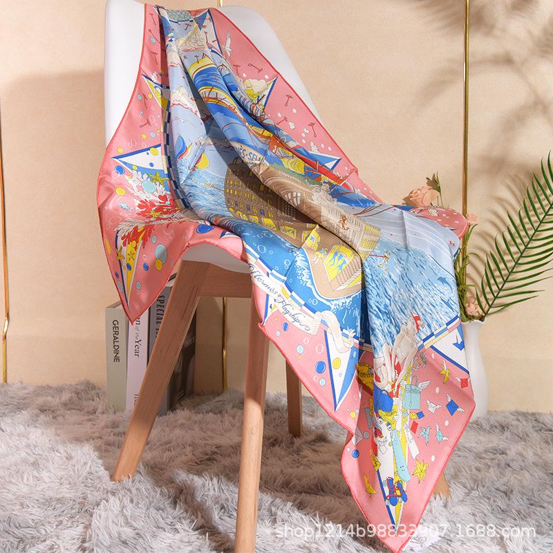 

Fubao Женский шарф большого размера премиум-класса - 90% тутовый шелк твил, двусторонняя печать