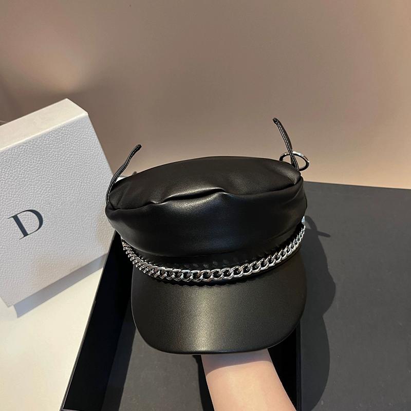 Korejský styl Pu kůže Beret s uchy jako u beránka Design Retro kšiltovka Duckbill Dámská Pánská Podzim Zima Street Fashion Osobnost Čepice Newsboy