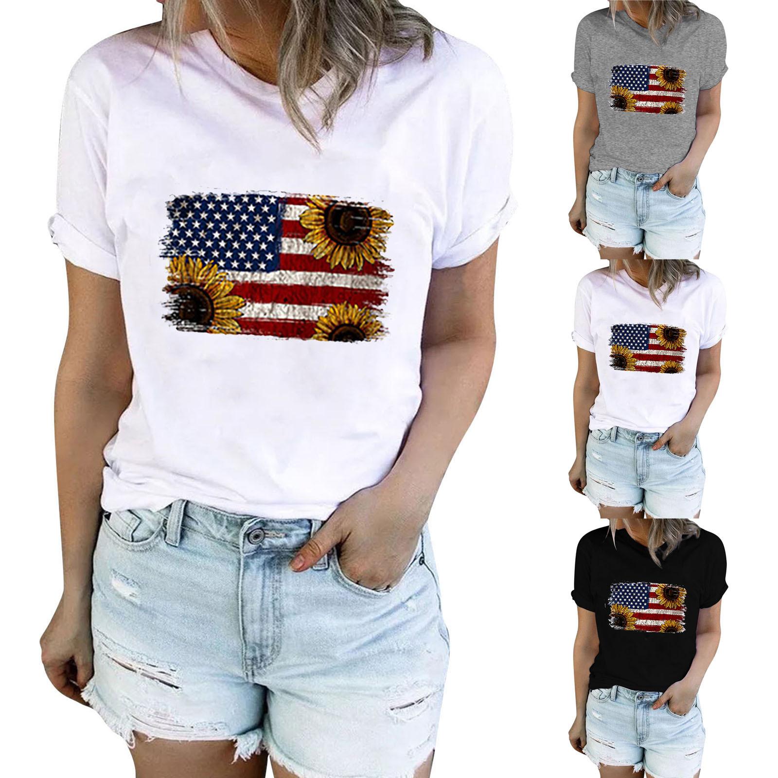 

Модная женская свободная повседневная футболка с коротким рукавом с принтом и круглым вырезом