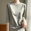 Women's Mercerized Cotton Solid Color Mid-Sleeve T-Shirt