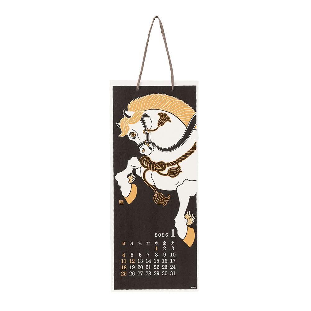 Midori 2026 Wall Echizen Washi with Landscape 31388006 Calendar, Paper, Large, Pattern,