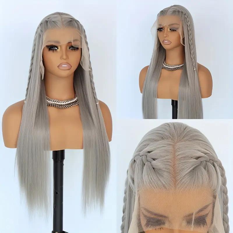 Hot-selling front lace wig long straight hair, chemical fiber full head cover fluffy natural wig spot wholesale