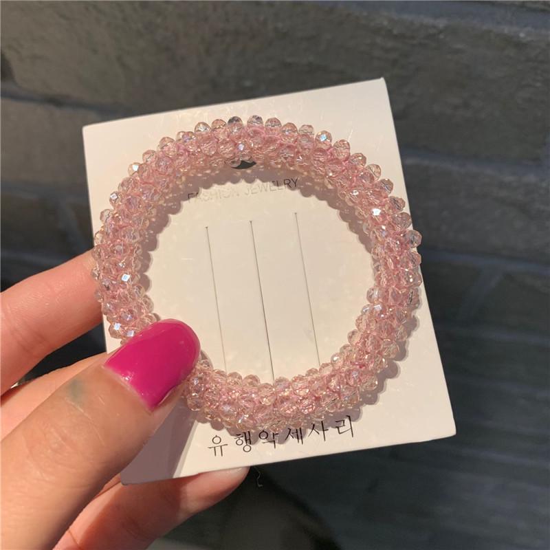 Korean Dongdaemun Crystal Beaded Hair Tie & Bracelet Duo