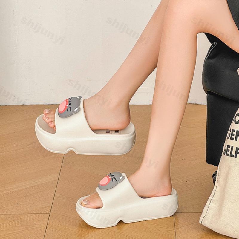 Fashion Summer Women Slippers Design Bathroom Beach Indoor Anti-slip Wear-resistant Increase Height Slippers Cartoon Comfort Home Shoes