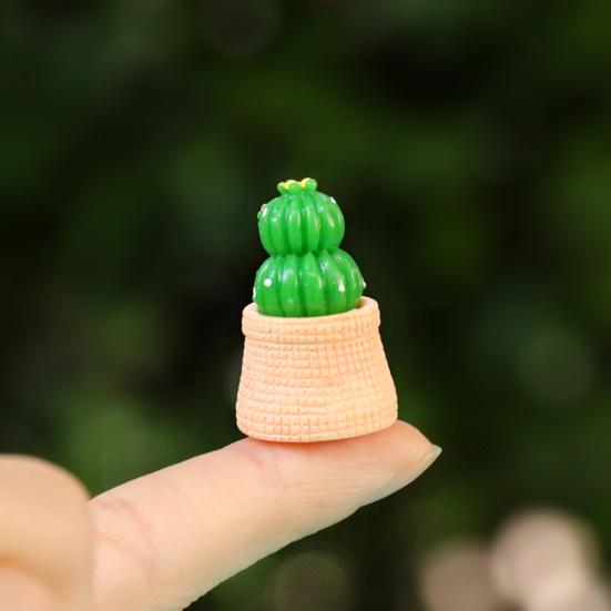 Mini Artificial Cactus Plants in Pot Miniature Potted Green Cactus Figurine for DIY Micro Landscape Fairy Garden Accessories Plant Pots Bonsai Crafts
