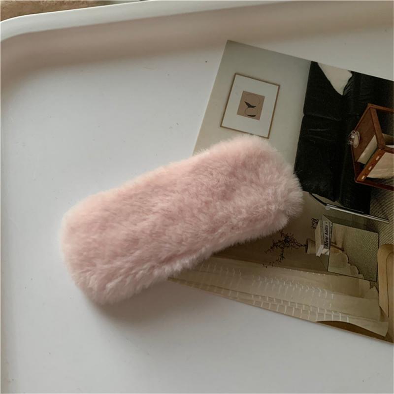1/3/5Pcs Autumn Winter Hair Clips For Girl Woman Waterdrop Square Barrettes Solid Color Faux Fur BB Hairpins Soft Hair Accessory