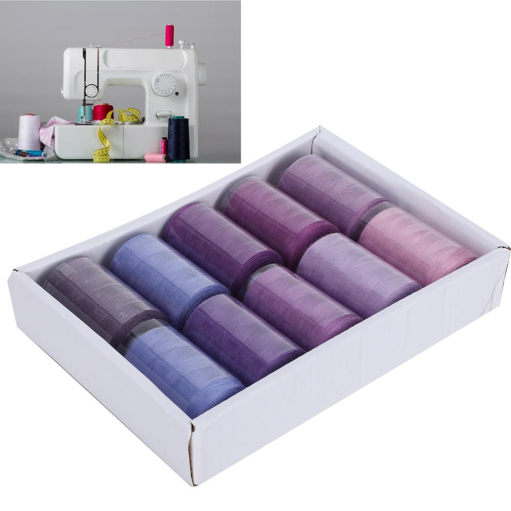 10Pcs Assorted Colors Sewing Thread Set 1000 Yards All Purpose Threads  For Quilting