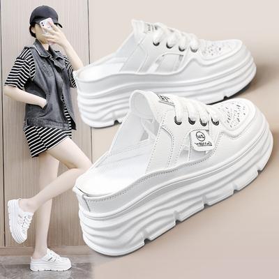 Zapatillas de moda para mujer, sandalias de plataforma transpirables de verano, de alta calidad, combinables con todo, informales, de media caña, 2025