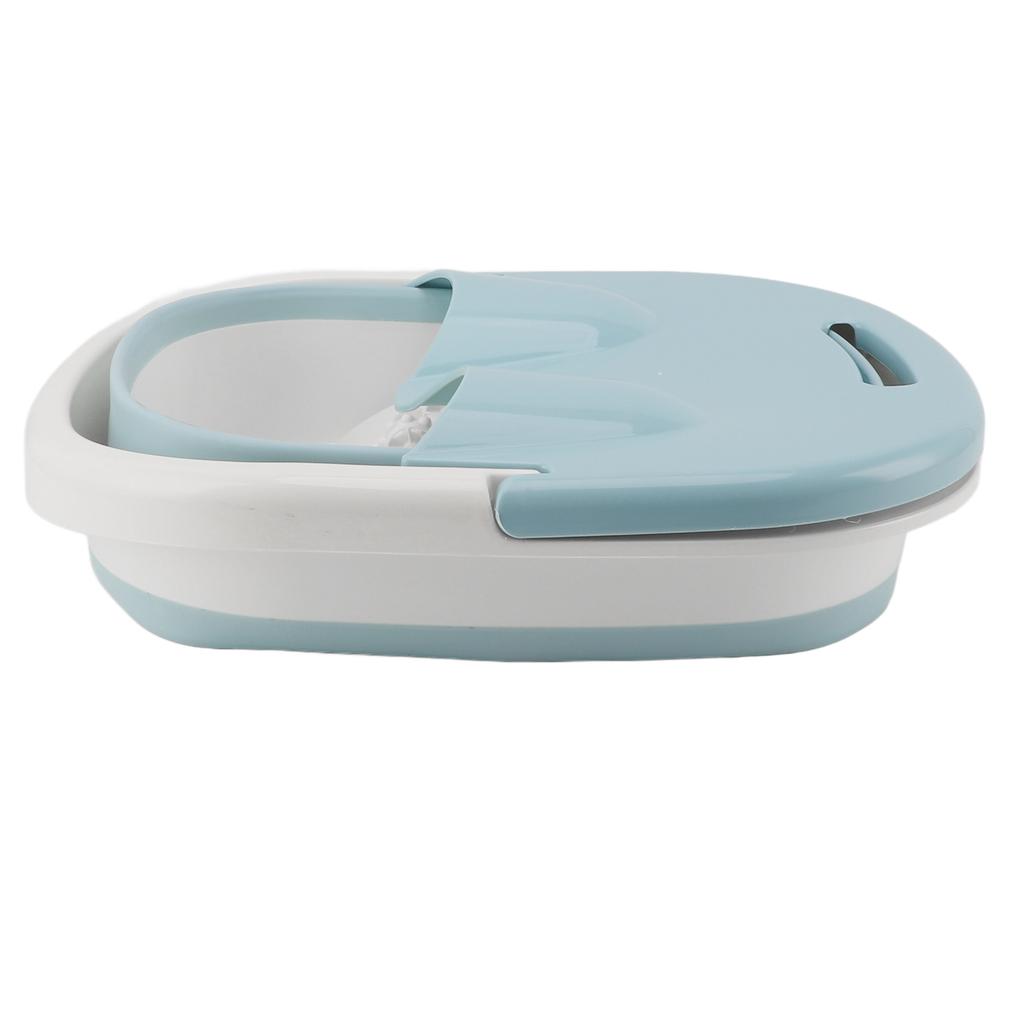 Foot Bath Tub Heightened Collapsible Portable Massage Function with Lid Foot Soaking Bucket for Home Blue