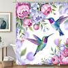 Spring Hummingbird Floral Bird Shower Curtain,Bathroom Shower Curtains Bathtub Home Decor Waterproof Fabric Machine Washable Wit
