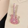 Music Guitar Design Metal Inlaid Rhinestone Brooch Cartoon Exquisite Art Instrument Emblem Pins Jewelry Clothing Accessories