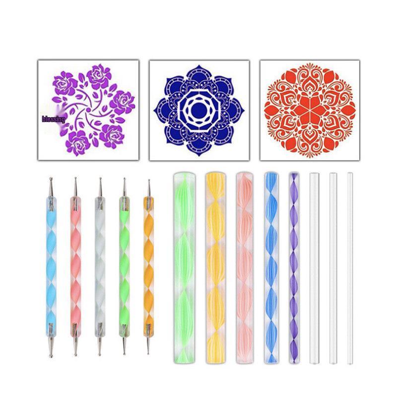 Mandala Grenzüberschreitendes Punktwerkzeug-Set mit Hohlmalvorlagen und bunten Punktierstiften