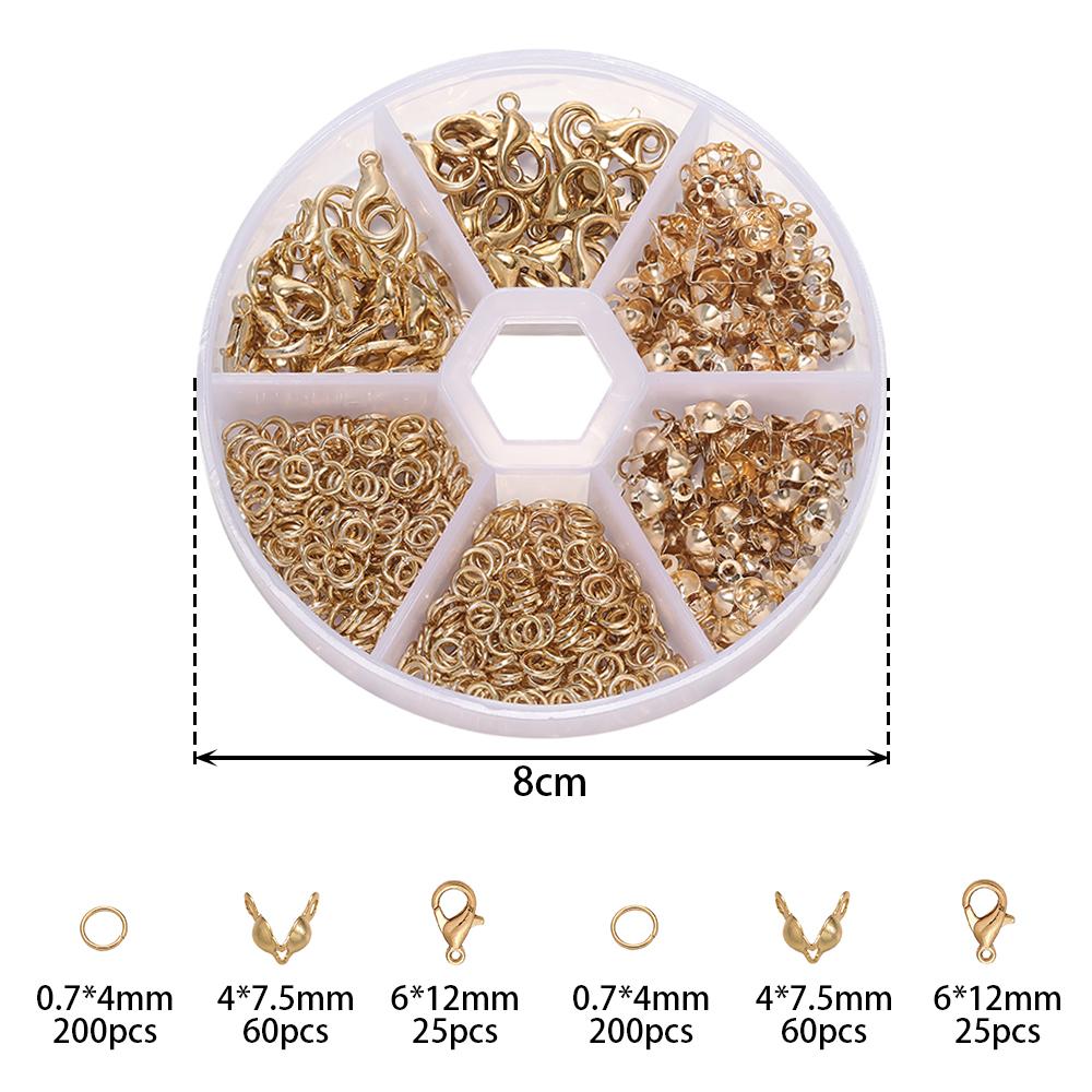 1set Gold Silver Lobster Clasp Open Jump Rings Crimp Beads End Cap For Jewelry Making DIY Necklace Connector Accessories