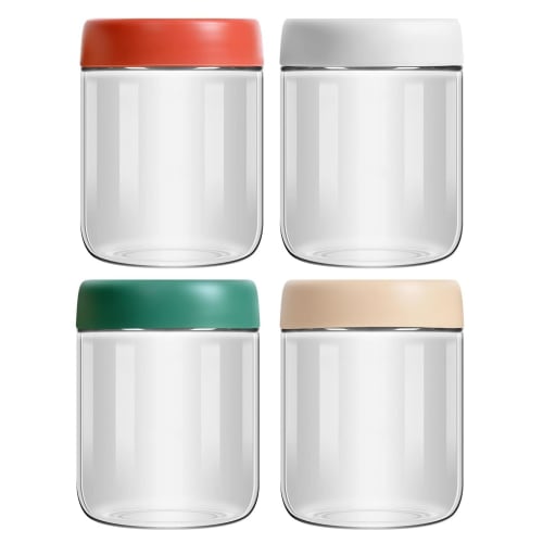 

DIFEIUKI Canister Glass Jars, Set of 4, Airtight Storage Containers for Coffee Beans, Pasta, and Food Storage, Airtight, Moisture-Resistant, Leak-Proo