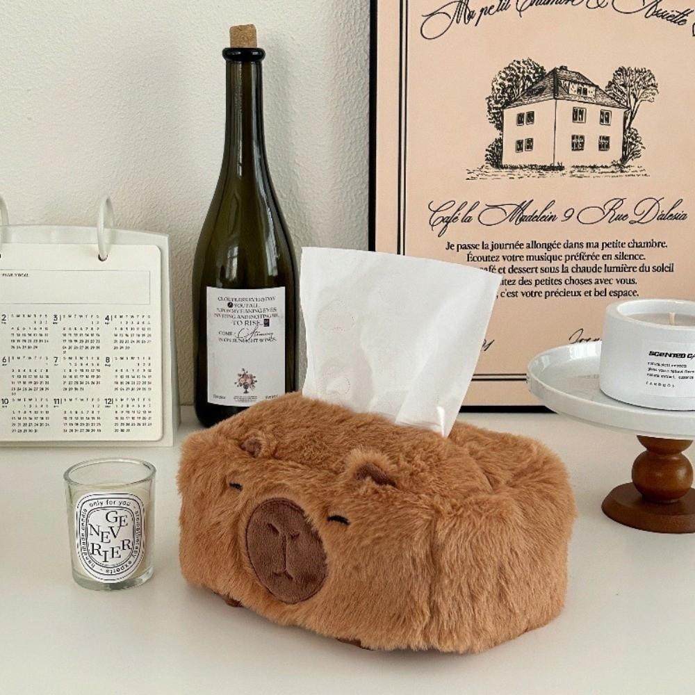 Rectangle Paper Roll Holder Plush Carpybra Roll Storage Holder Funny Tissue Basket  Decoration