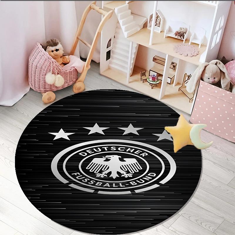 1PC round rug German Football Emblem Printed Round Area Rug ,Rug For Home Office, Round Chair Rug, Decorative Carpet Fan gifts Christmas gift