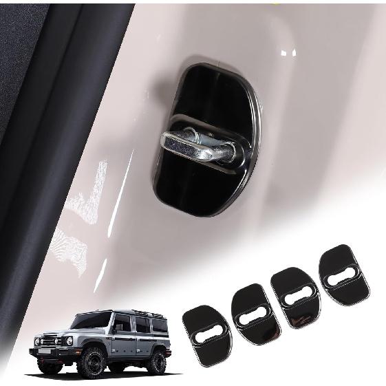 4PCS Car Door Latch Cover Car Door Lock Latches Cover Protector Compatible with Ineos Grenadier 2020-2024 Stainless Steel Door Latch Cover Striker чёрный